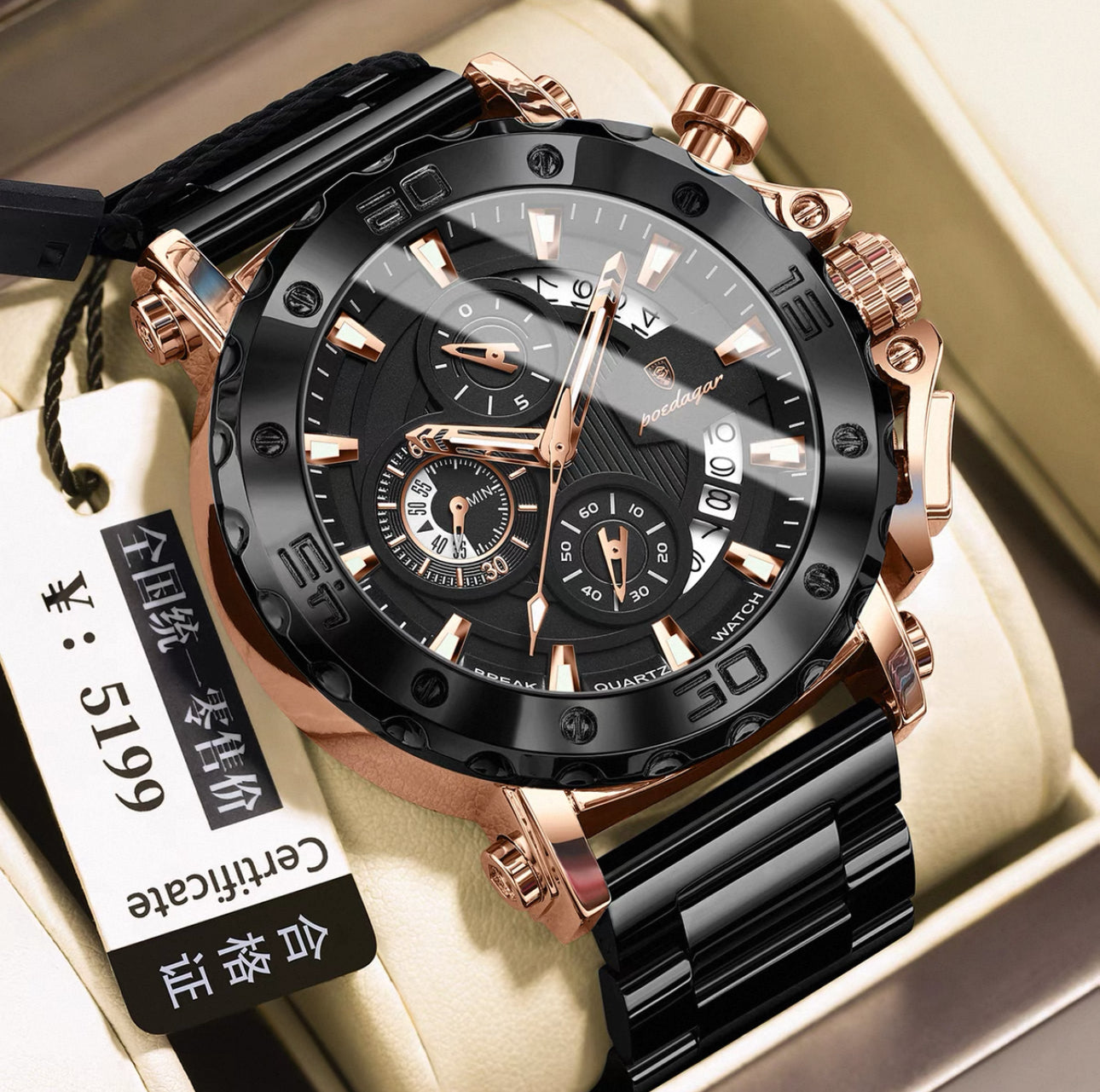 Genuine Swiss Men's Watch Luminous Business Multi-Functional Waterproof Casual New Watch Men's Quartz Watch for Men