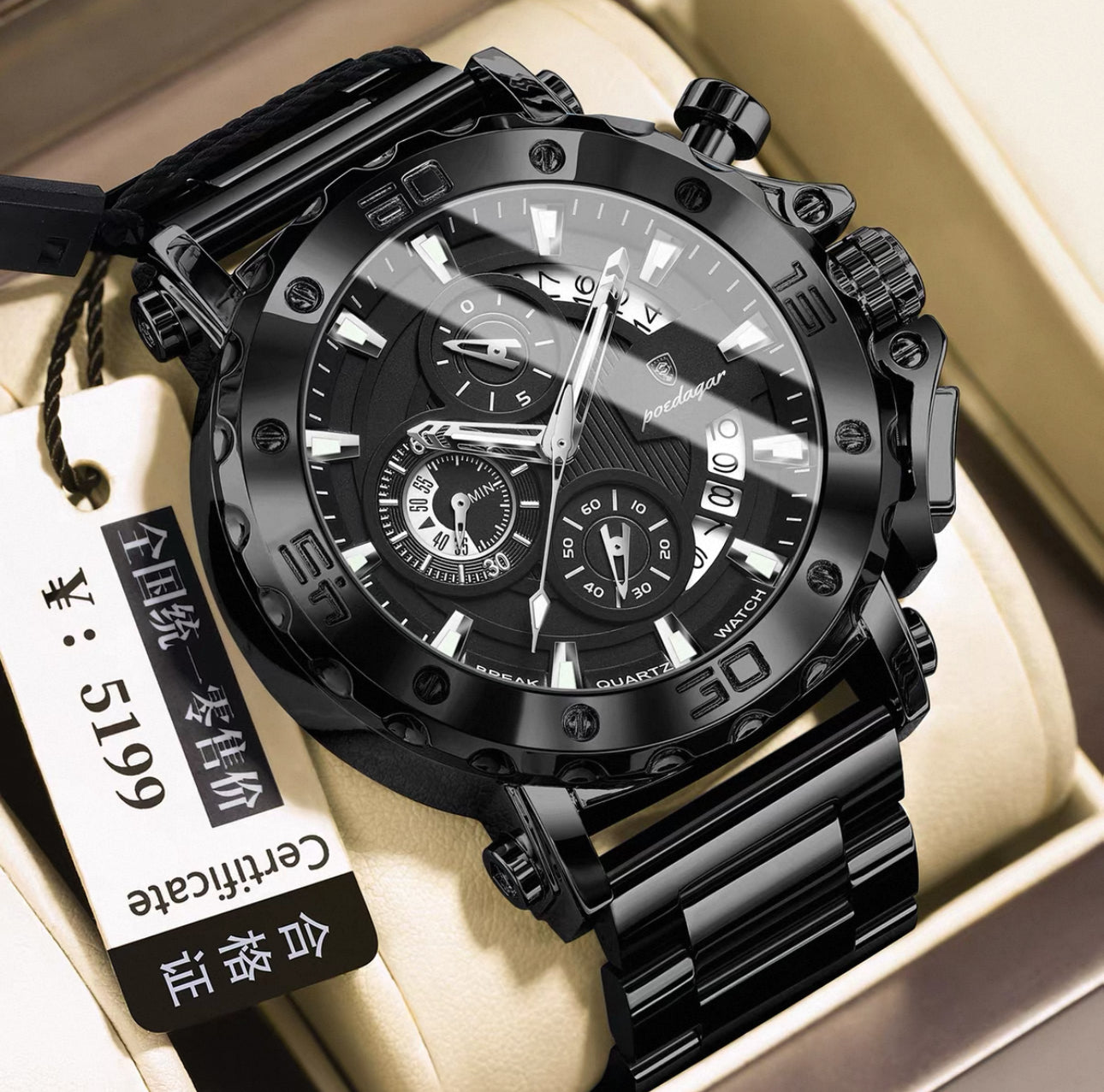Genuine Swiss Men's Watch Luminous Business Multi-Functional Waterproof Casual New Watch Men's Quartz Watch for Men